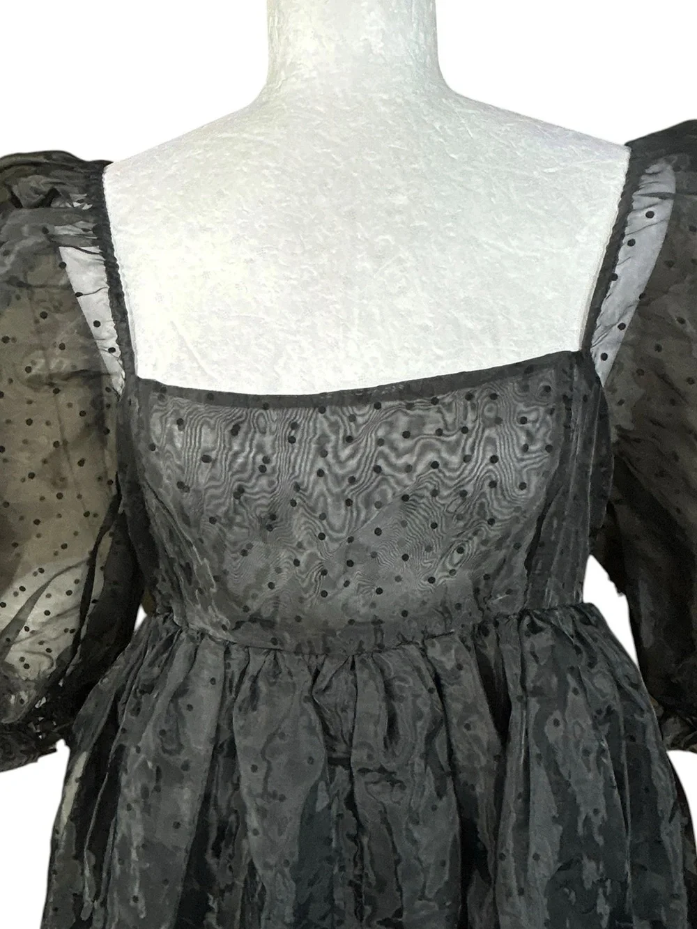 Selkie Caviar French Puff Dress L NWOT Organza Dark Romantic Whimsigoth Evening